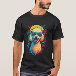 01 Cooler Pudel mit Sonnenbrille Retro-Palmsonnenu T-Shirt