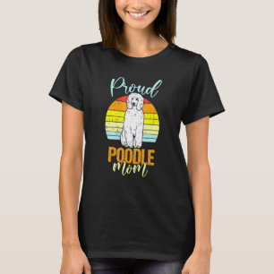 01 Damen Stolze Pudel-Mutter Sonnenuntergang Retro T-Shirt