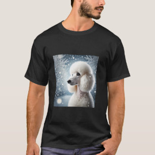 01 Eleganter Weißer Pudel Im Schnee Winter Hund Te T-Shirt