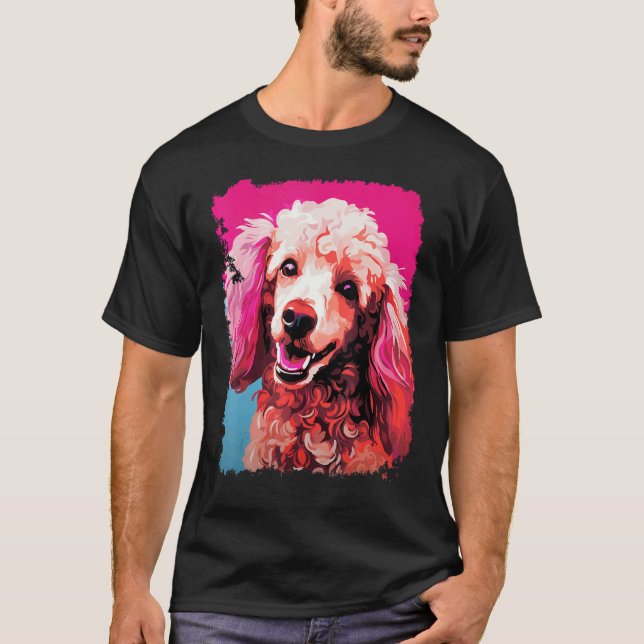 01 Hund Pudel Rosa T-Shirt (Vorderseite)