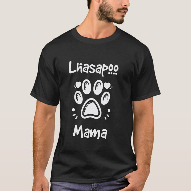 01 Lhasapoo Mama Lhasa Apso Poodle Mischlingshund  T-Shirt (Vorderseite)
