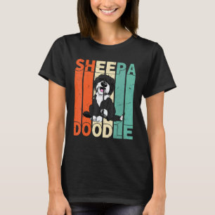 01 Lustiger Sheepadoodle Schwarzer Pudel Retro Doo T-Shirt
