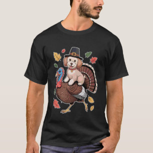 01 Pilger Miniatur Pudel Hund Reitet Truthahn Als T-Shirt