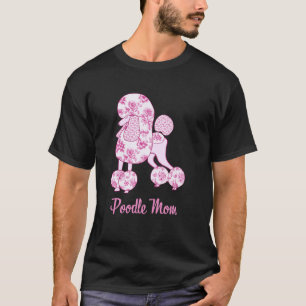 01 Pudel-Mama Rosa Blumen-Toile-Trend Pudel T-Shirt