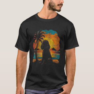 01 Pudel Sonnenuntergang Vintage Retro Grafik Für T-Shirt