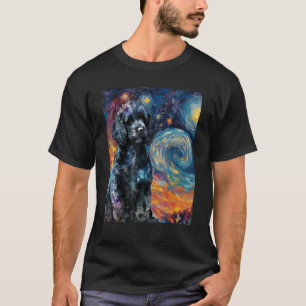 01 Schwarzer Pudel Sternennacht - Hunde Liebhaber T-Shirt