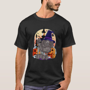 01 Schwarzer Standard Pudel Süße Halloween Hexe Pu T-Shirt