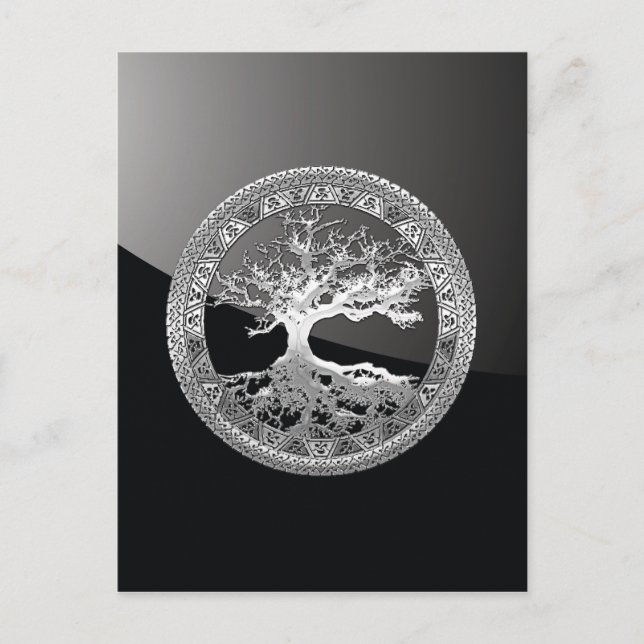 [01] Silberkeltischer Baum des Lebens Postkarte (Vorderseite)