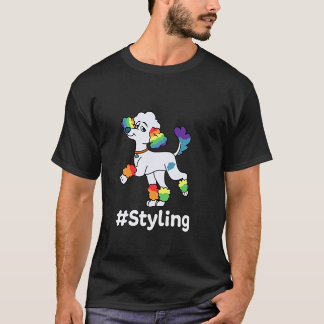 01 Styling mit Regenbogen French Poodle Igloo T-Shirt (Vorderseite)