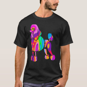 01 Tie-Dye psychedelischer Pudel-Welpe Hund Regenb T-Shirt