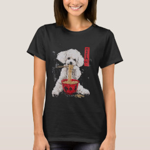01 Weißer Pudel-Hund isst Ramen T-Shirt