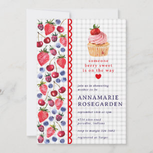 020 Nebelgrauer Beerenfleck-Cupcake-Baby-Shower Einladung