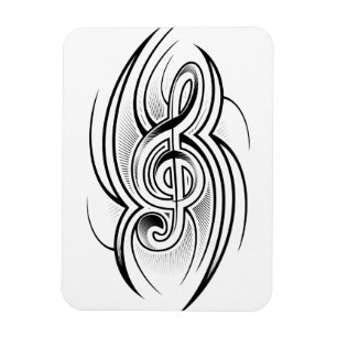 028 SCHWARZ-WEISSER TREBLE CLEF TATTOO VECTOR DESI MAGNET