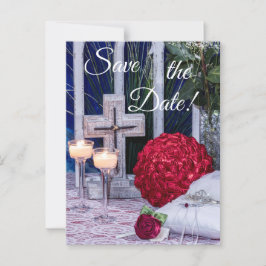 0294-Rotes Bouquet mit Rotem Ring & Kreuz Postkarte