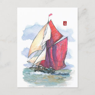 (029) Thames Segelschiff Barge Sailboat Postkarte