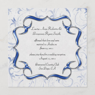 02 Verziert Bright Royal Blue Silver Post Wedding Einladung