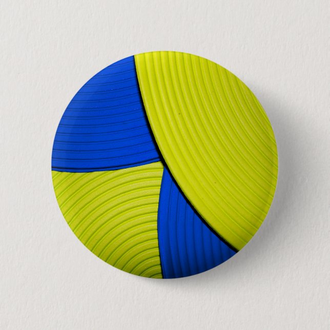 03 gelber u. blauer abstrakter Blumen-Knopf Button (Vorderseite)