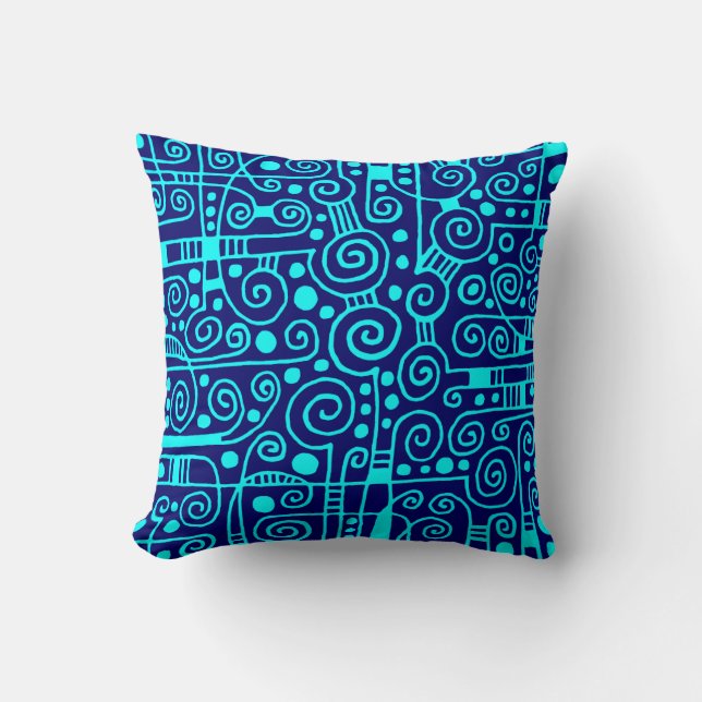 040512 - Cyan on Deep Navy Kissen (Vorderseite)