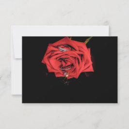 0410-Rote Rose mit Hochzeitsrings Einladung