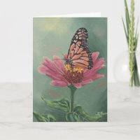0465 Monarch Butterfly auf Zinnia Geburtstagskarte