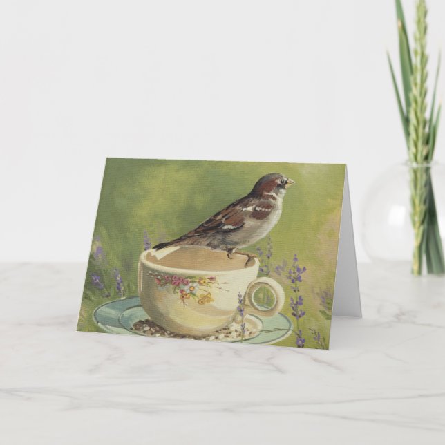 0470 Sparrow Birthday Card Karte (Vorderseite)