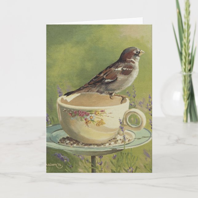 0470 Sparrow Birthday Card Karte (Vorderseite)