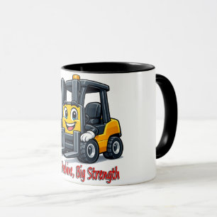 0499 Glücklicher Gabelstapler Cartoon-Maskottchen Tasse