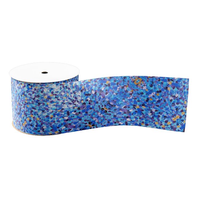 049 Blauer und Goldband Ripsband (Spule)