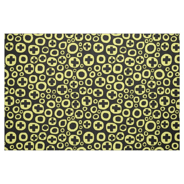 050215 - Gelb auf Schwarz Stoff (Fat Quarter (45,7 x 55,9 cm))