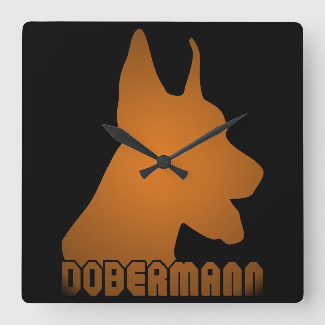 0513032011 Dobermann Quadratische Wanduhr (Vorderseite)