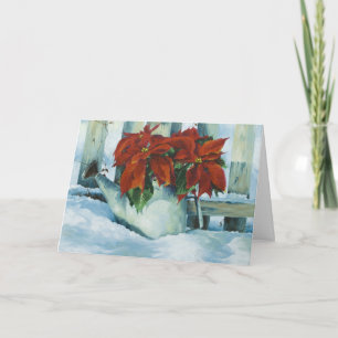 0525 Poinsettia in Watering Can Sympathy Card Feiertagskarte