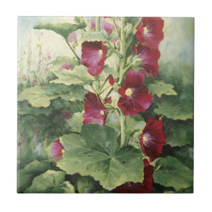 0536 Burgund Hollyhocks Tile Fliese