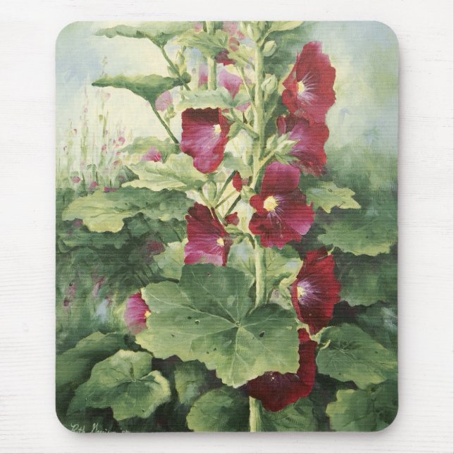0536 BurgunderHollyhocks Mousepad (Vorne)