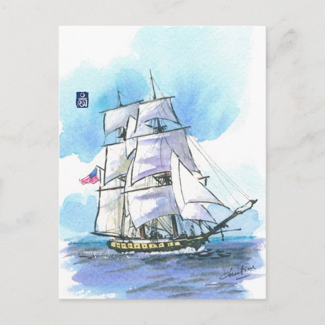 (053) US Brig Niagara Sailboat Postkarte (Vorderseite)