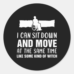 058152 Ich kann mich hinsetzen und Rollstuhlfahrer Runder Aufkleber
