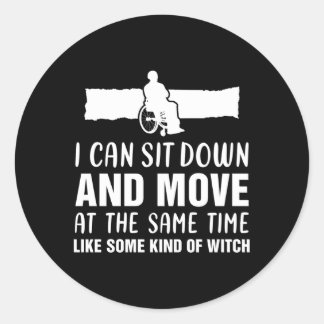 058152 Ich kann mich hinsetzen und Rollstuhlfahrer Runder Aufkleber