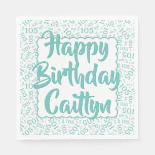 05 Birthday Number Pattern Scallops Aquamarin/weiß Serviette