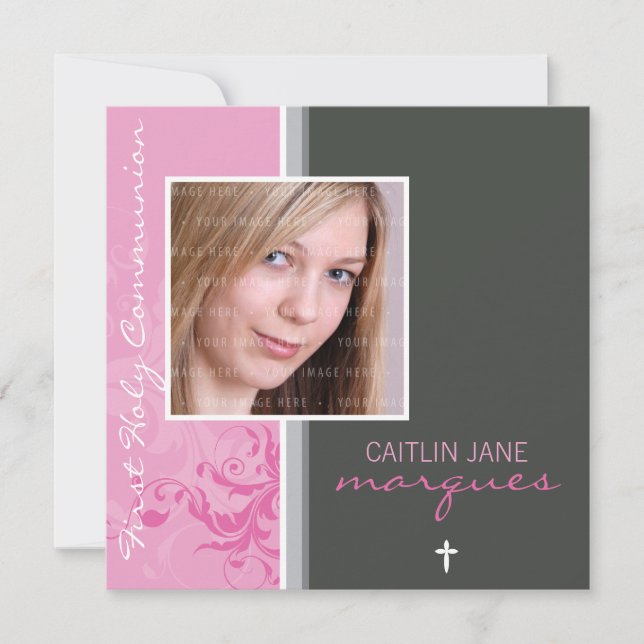 065 Rosemary:: ERSTE KOMMUNION LADEN EIN Einladung (Vorderseite)