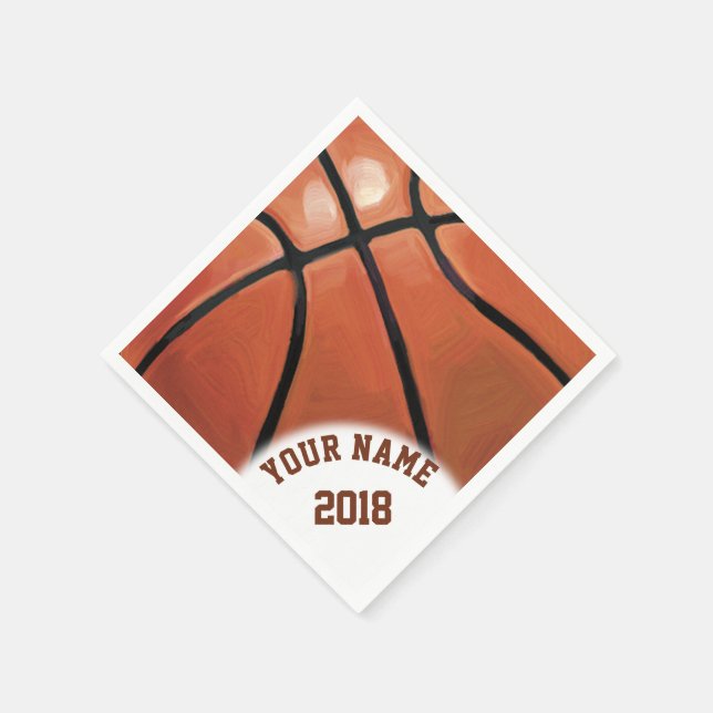 06of12 Black and Red Basketball Themed Napkins Serviette (Ecke)