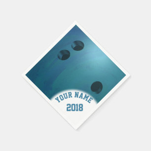 06of12 Blue Bowling Ball Themed Napkins Serviette