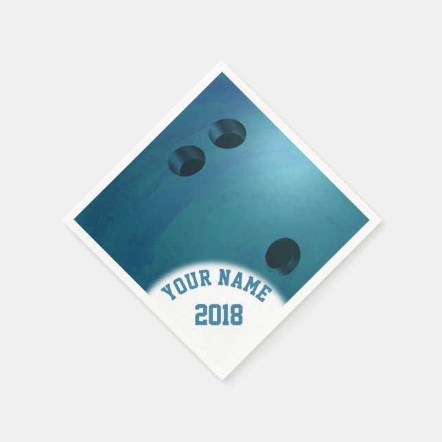 06of12 Blue Bowling Ball Themed Napkins Serviette (Ecke)