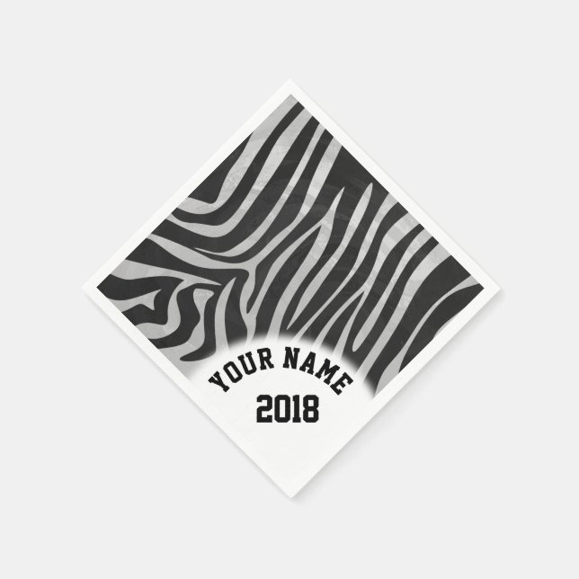 06of12 Schwarz-Weiß Zebra Themed Napkins Serviette (Ecke)