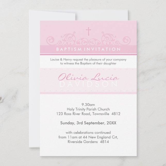 072 Sheryl: Custom Baptism Invitations Einladung (Vorderseite)
