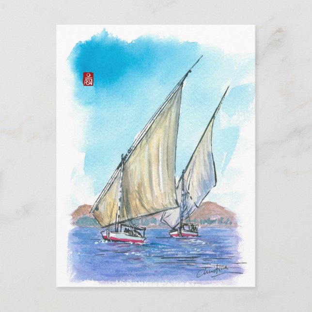 (083) Felucca Sailboats Postkarte (Vorderseite)