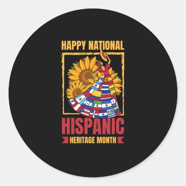 08.National Hispanic Erbe Monat alle Länder. Runder Aufkleber (Vorderseite)