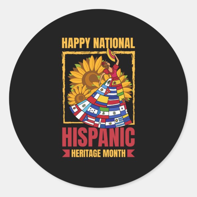 08.National Hispanic Erbe Monat alle Länder. Runder Aufkleber (Vorderseite)