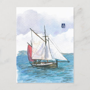 (093) Leenan Head Sailboat Postkarte