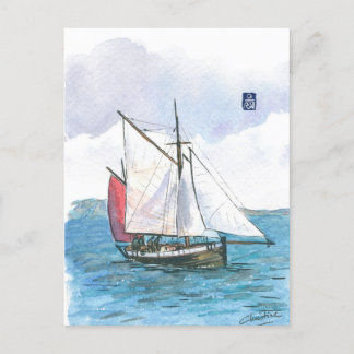 (093) Leenan Head Sailboat Postkarte