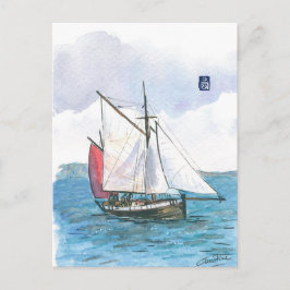 (093) Leenan Head Sailboat Postkarte