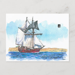 (096) Atyla Schooner Sailboote Postkarte